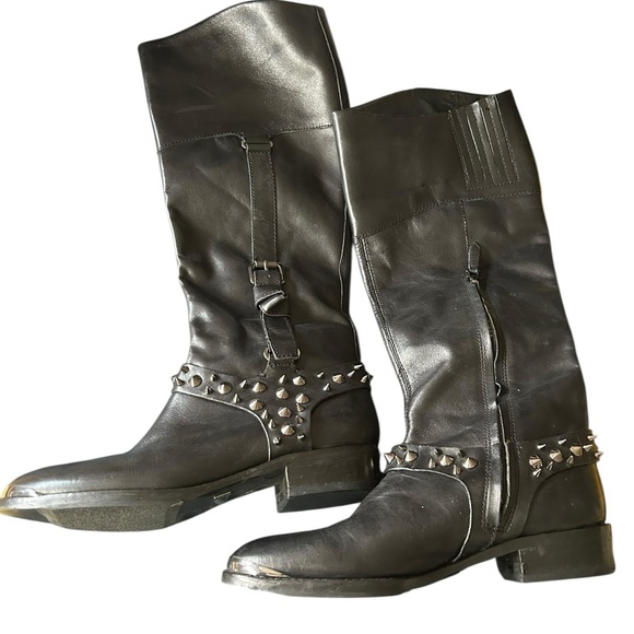 Sam Edelman Shoes - Sam Edelman Park Studded Black Leather Moto Boots Women’s Size 8M